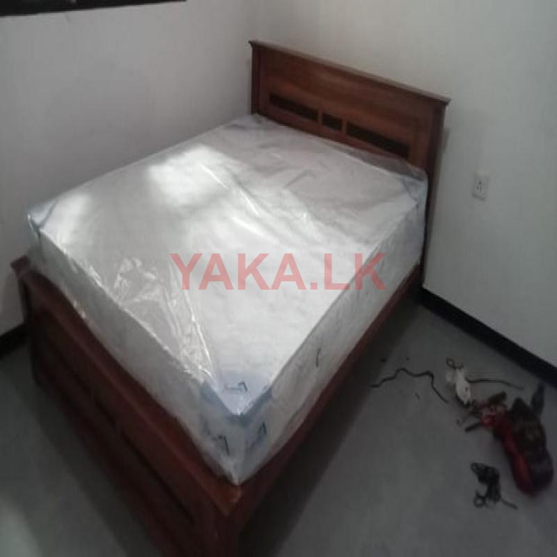6x5 Teak Box Bed with Arpico Spring Mattress