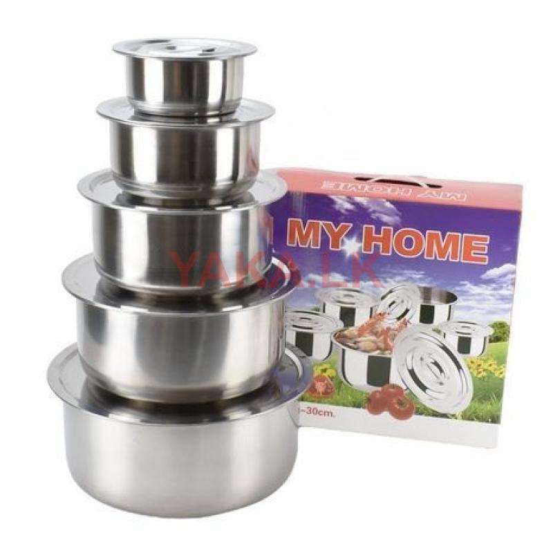 My Home Stainless Steel 5pcs Stock Pot