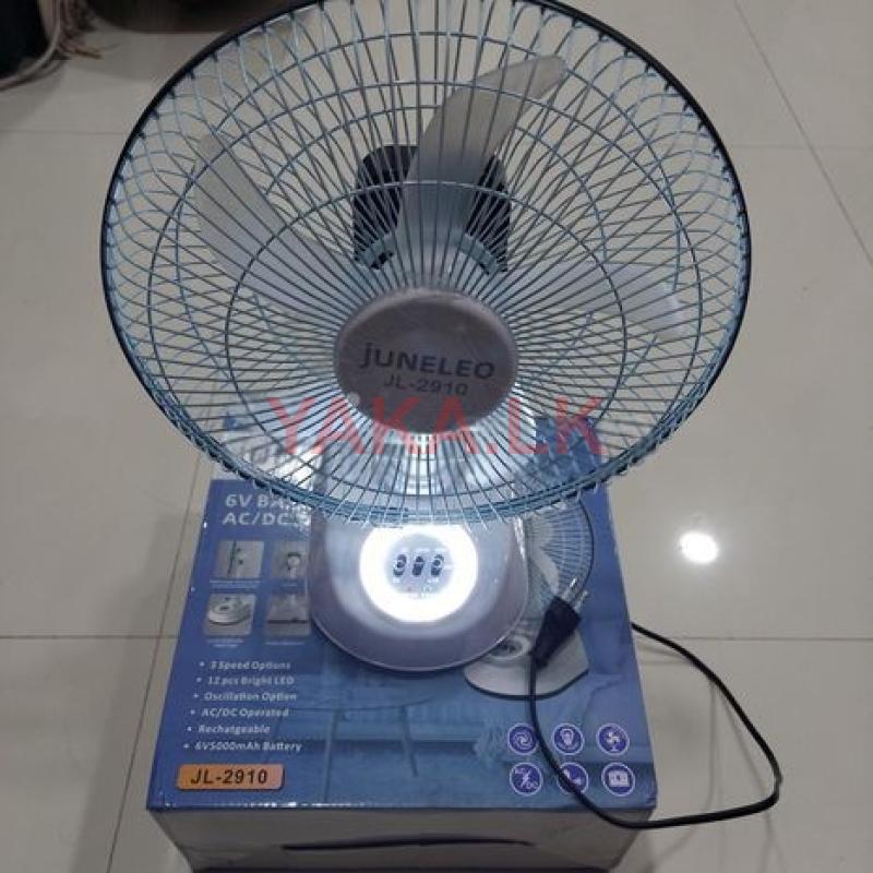 Juneleo 10 inch AC/DC Rechargeable Fan with Light