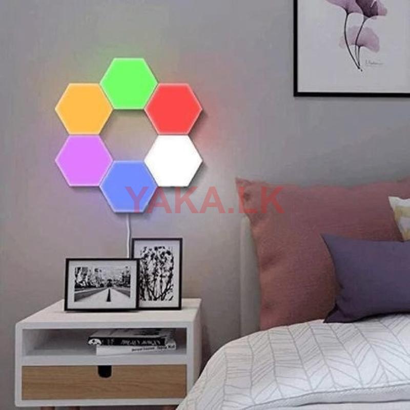 Colorful Hexagon Touch & Remote Control Led Lights 6pcs – Multi color
