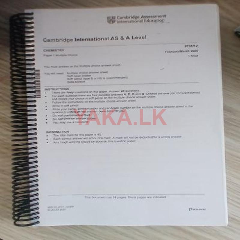 AS Level Cambridge Chemistry Past Papers