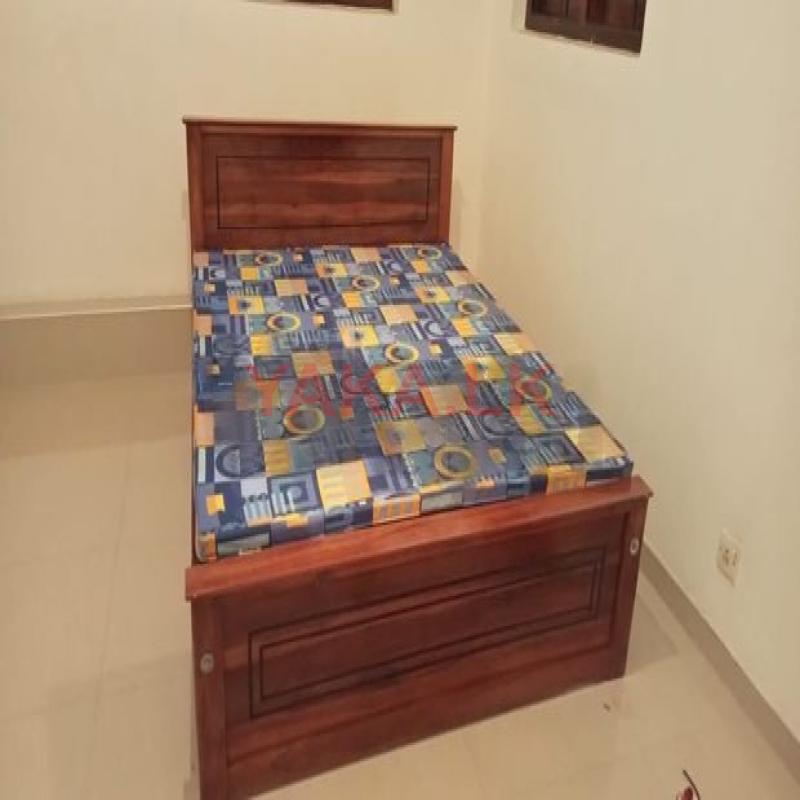 6x5 Teak Box Bed with Double Layer Mattress