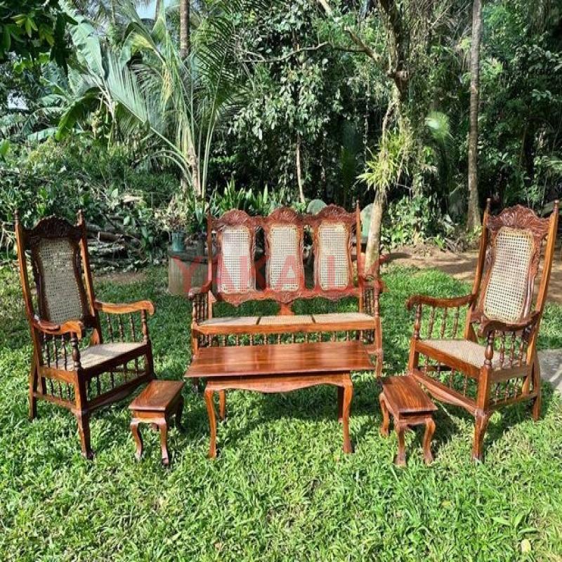 Teak 6 Piece Traditional Cane Sofa Set