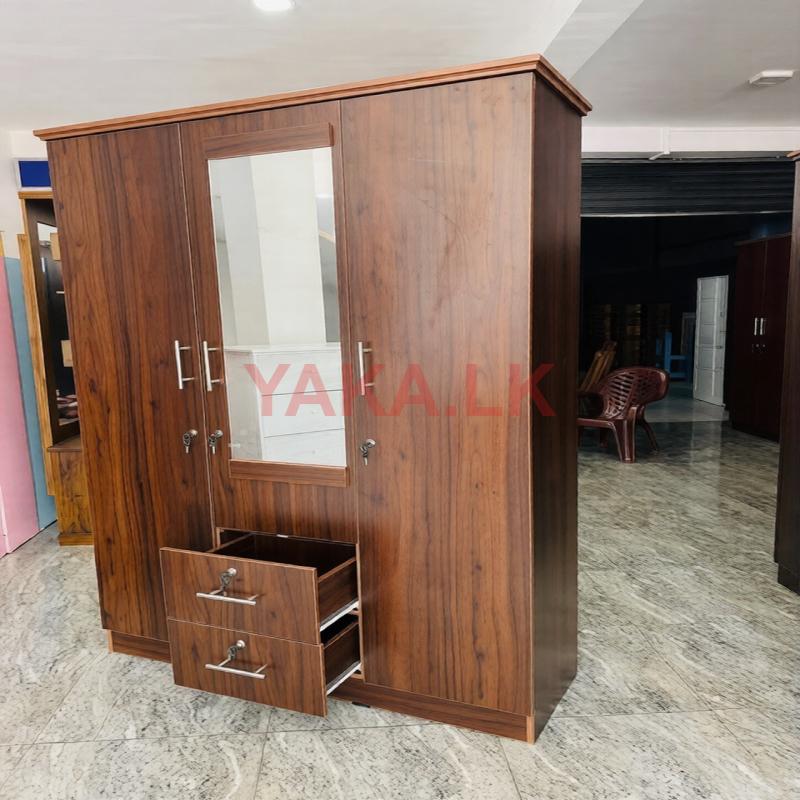 Modern Melamine Glass Wardrobes with Drawers - 3D