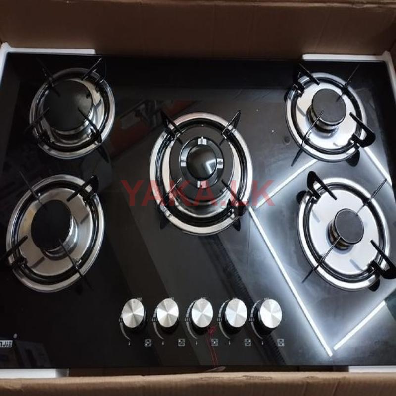Five Gas Burner Cooker Hob - Black (Glass Top)