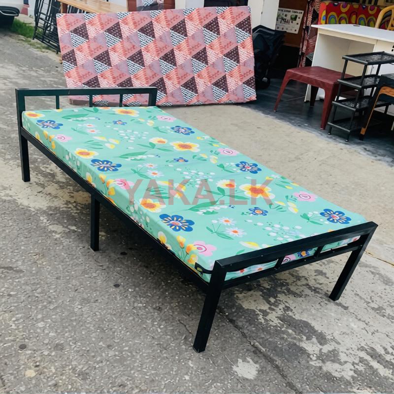 Steel single bed with mattress